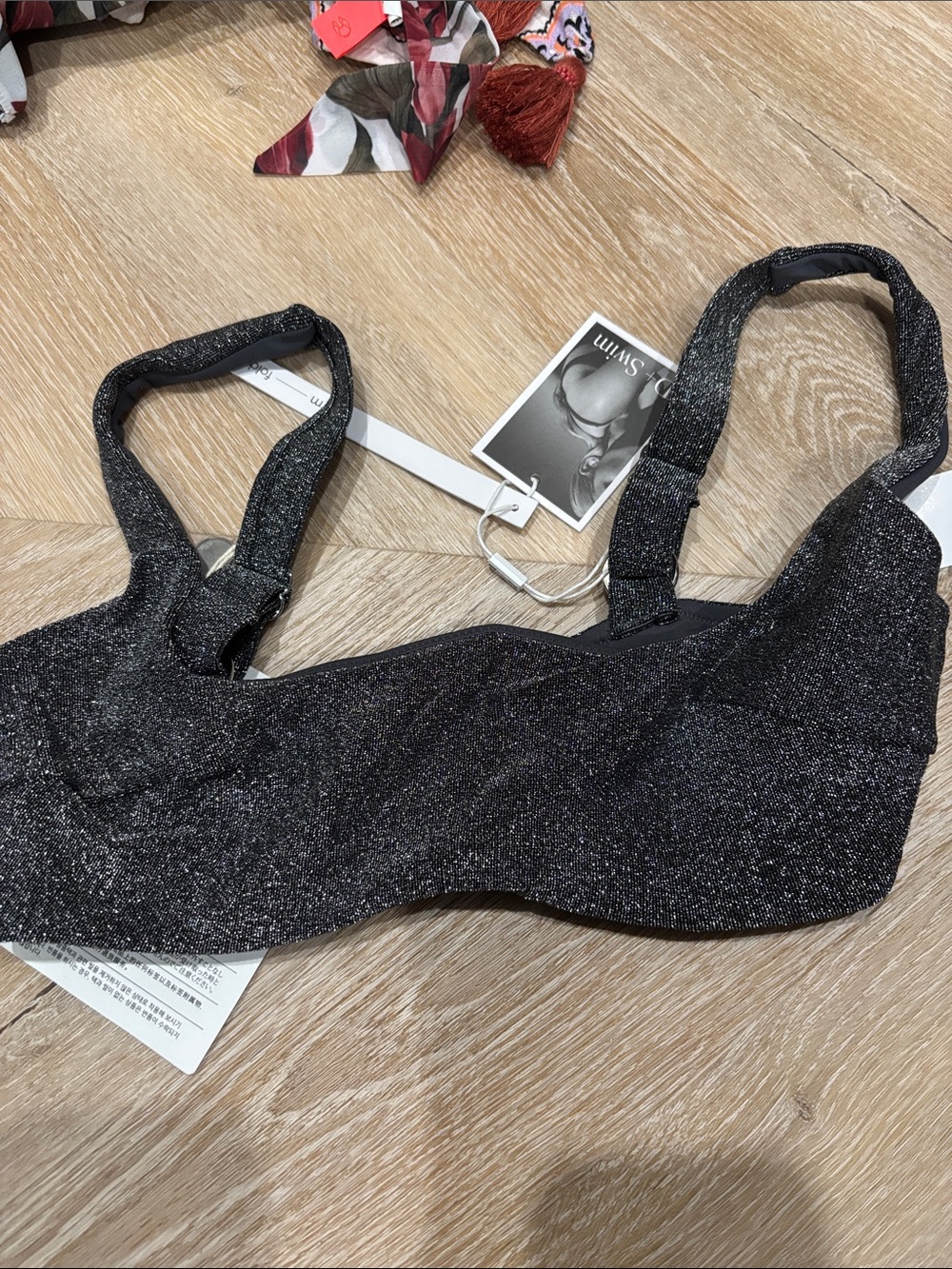 Shimmer Knit Black Sparkle bikini top  - Women swim